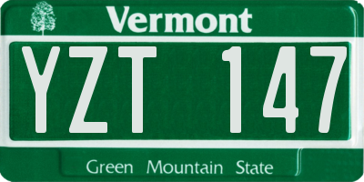 VT license plate YZT147