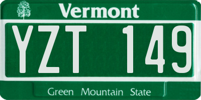 VT license plate YZT149