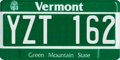 VT license plate YZT162