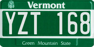VT license plate YZT168