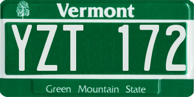 VT license plate YZT172