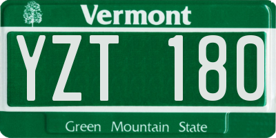 VT license plate YZT180