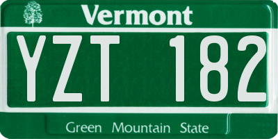 VT license plate YZT182