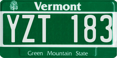 VT license plate YZT183