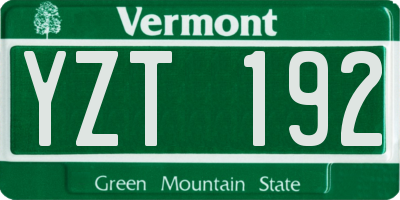 VT license plate YZT192