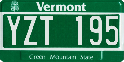 VT license plate YZT195