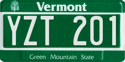 VT license plate YZT201