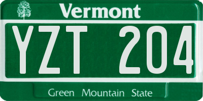 VT license plate YZT204
