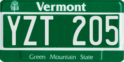 VT license plate YZT205