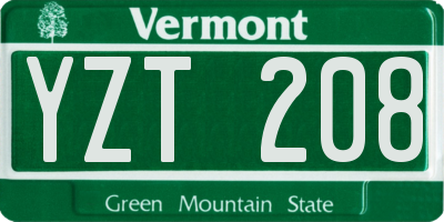 VT license plate YZT208