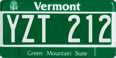 VT license plate YZT212