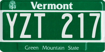 VT license plate YZT217