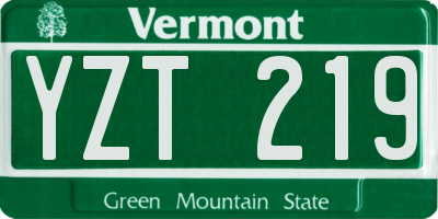 VT license plate YZT219
