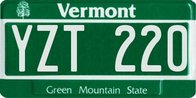VT license plate YZT220