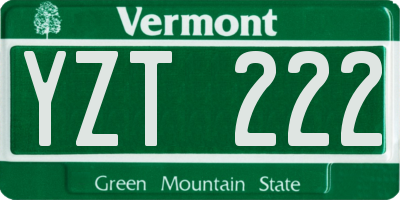 VT license plate YZT222