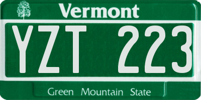 VT license plate YZT223