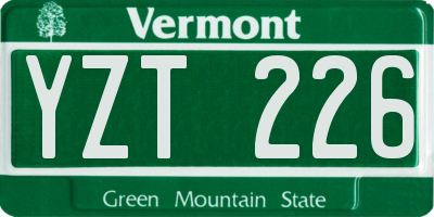VT license plate YZT226