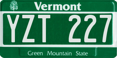 VT license plate YZT227