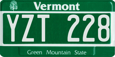 VT license plate YZT228