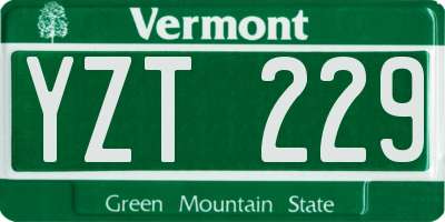 VT license plate YZT229