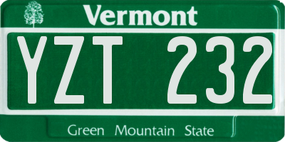 VT license plate YZT232