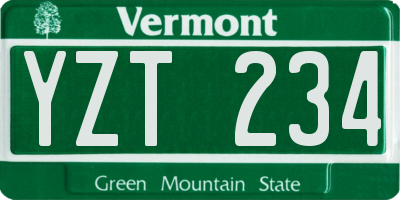 VT license plate YZT234