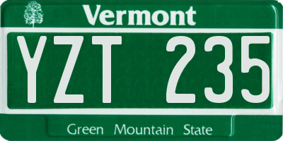 VT license plate YZT235