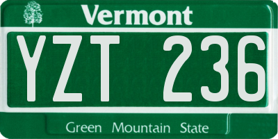 VT license plate YZT236