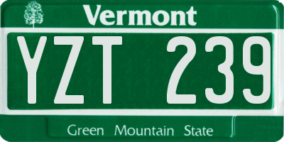 VT license plate YZT239