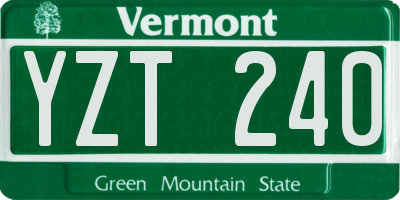 VT license plate YZT240