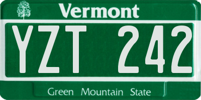 VT license plate YZT242