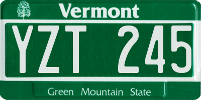 VT license plate YZT245