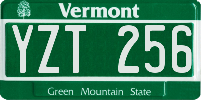 VT license plate YZT256