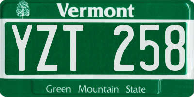 VT license plate YZT258