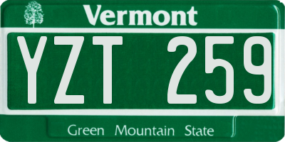VT license plate YZT259
