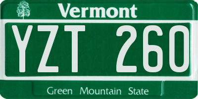 VT license plate YZT260