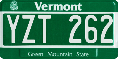 VT license plate YZT262