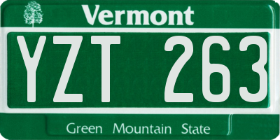 VT license plate YZT263