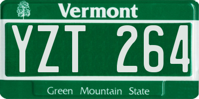 VT license plate YZT264