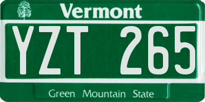 VT license plate YZT265