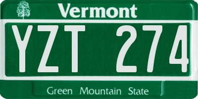 VT license plate YZT274
