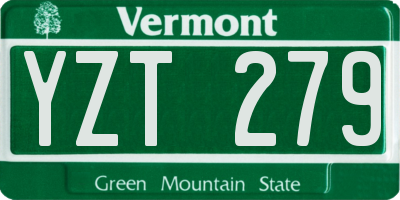 VT license plate YZT279