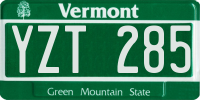 VT license plate YZT285