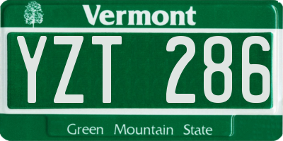 VT license plate YZT286