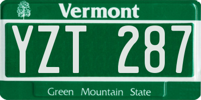 VT license plate YZT287