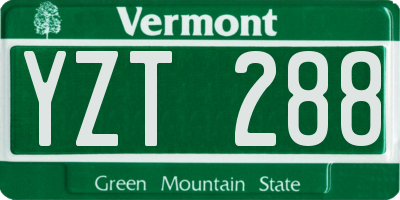VT license plate YZT288