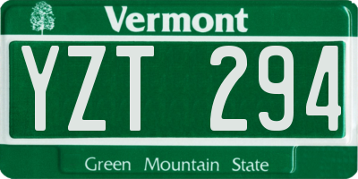 VT license plate YZT294