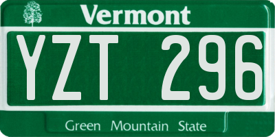 VT license plate YZT296