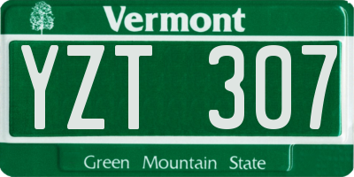 VT license plate YZT307