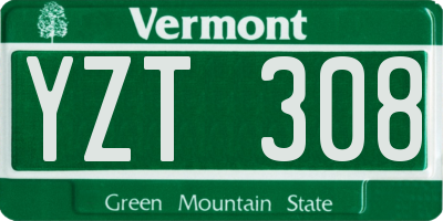 VT license plate YZT308